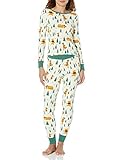 Amazon Essentials Disney | Marvel | Star Wars Damen Eng anliegende Baumwoll-Schlafanzüge, Pooh Holiday Forest - Womens Snug Fit, M