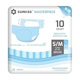 SUNKISS Masterpiece Windeln für Erwachsene mit ultimativer Saugfähigkeit, Einweg Inkontinenz Slips für Männer und Frauen, mit Tabs, Auslaufschutz bei Blasenschwäche, Blau, Größe S/M, 10 Stück