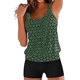 YCBMINGCAN Oster-Angebote Sommer Tankini Set Badeanzug Damen Bauchweg Bademode in großen Größen Tankini-Top mit Badeshorts Eleganter Badeanzug Große Größen Push-Up Sexy Top Tankinis für Damen