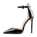blingqueen Damen Lack High Heels Spitzenpumps Klassische Stilettos Pumps Schwarze Damenschuhe Elegant 41 EU