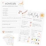 Maxmoc Babyparty Spiele Karten, Babyshower Spiele Karten zum Ausfüllen, Babyparty Ratespiel Karten, 10 Babyshowerparty Spiele für Jungen Mädchen Gender Reveal Feier - Beidseitig Bedruckt