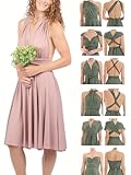 Infinity-Kleid kurz - Brautjungfernkleider - Infinity Dress - Hochzeit - Elegantes Cocktailkleid-Abendkleid-Abschlussball - 1100 (34-38, Altrosa)