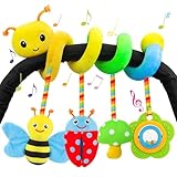 Zendstanding Autositz-Spielzeug für Babys 0–6 Monate, verbesserte Version, Spiralautositz & Kinderwagen, Aktivitätsspielzeug, weiches Plüsch-Hängespielzeug mit Rasseln