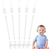 Vicloon Schnullerband Baby,5 Stück Unisex-Schnullerketten for Baby,Baby Schnullerkette Clip Geschenk zum Baby-Transparent