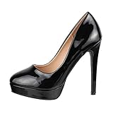 Elara Plateau Pumps Damen High Heels Stiletto Spitz Schuhe Chunkyrayan C-1 Black-36