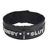 paloli Rosa Choker Halskette für Frauen Leder Choker Halskette Fluffy Punk Leash Choker Halskette Gothic Cosplay Sexy Schmuck (BKsissy)