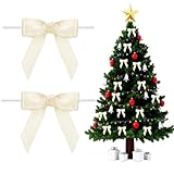 CENCERY 50 Stück Weihnachten Schleifen, Beige Satin Schleifen für Weihnachtsbaum, Selbstklebende Geschenkschleifen für Geschenkverpackung, Weihnachtsdeko & Hochzeit (Beige)