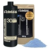 FemMas Blondier-Set: Blondierpulver mit Arganöl 500g & Entwickler 9 Prozent 1L I Perfektes Starterset für die Aufhellung zuhause I Für eine Blondierung um bis zu 7 Tonstufen in Salon-Qualität