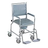 NRS Healthcare Nachtstuhl mit Rollen, gepolsterter Sitz / Rückenlehne, höhenverstellbar