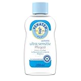 Penaten Ultra Sensitiv Pflegeöl (200 ml), schützendes Baby Massageöl & pflegendes Babyöl, parfümfreies Körperöl für Neugeborene zur Basispflege von hochsensibler, zu Neurodermitis neigender Babyhaut