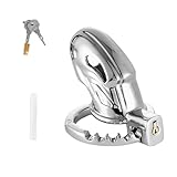 Verstellbarer Keuschheitskäfig Herren mit Anti-Seize-Schlauch Atmungsaktiver Chastity Cage Männer Metall mit Urinal-Loch SM Extrem Bondage Sex Spielzeug für Paare (Silver)