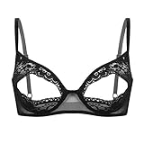 TiaoBug Damen sexy Dessous Erotik BH Bra Frauen Reizvolle Oberteil Reizwäsche Transparente Spitze Unterwäsche Offene Brust Verführerische Lingerie Cupless XL