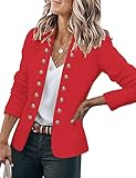 Roskiky Blazer Damen Elegant Kostüm Business Outfit Frauen Rot M