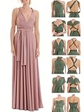 Brautjungfernkleider lang - Infinity Dress - Abendkleider elegant-festlich - Multiway-Wickelkleid - Hochzeit-Abiball-Bridesmaid - 1000 (40-44, Altrosa)