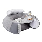 Nuby Penguin Sit-Me-Up Babyschale - Aufblasbarer Sitz auf dem Boden, Abnehmbares Tablett, Maschinenwaschbar, Geeignet ab 6 Monaten (Grau)