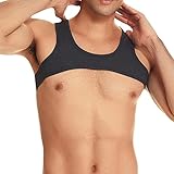 TTAO Herren Tank Top Bauchfrei Sport Weste Bustier Top Muskelshirt Halbes Hemd T-Shirt Unterhemd Crop Tops Schwarz S