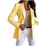 Damen Blazer Sportlich Longblazer Damen Basic Knöpfen Vintage Anzugjacke Einfarbig Geschäft Büro Anzugjacke Oversize Dünn Blazerjacke Leicht Mantel Anzugjacke für Arbeit Büro Sakko