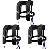 Zickdom 150N Automatische Aufblasbare Schwimmweste für Erwachsene - 3er Pack, CO2-Inflation, Reflexstreifen, Sicherheitsverschlüsse, für bis zu 150 kg B-6