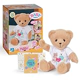 BABY born Singender Teddy - Plüschbär mit Soundfunktion & weißem Strampler - Bewegliche Arme & Beine - Geeignet für Kinder ab 18 Monaten - singt 5 deutsche Lieder aus der Serie