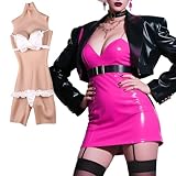 YEEFAIRY Silikon Crossdresser Ganzkörperanzug Stehkragen Knielanger Bodysuit mit Realistische Brustform & Integrierte Hohlraumstruktur für Partner Jumpsuit (B Cup Größe S, Natur, Baumwollfüllung)