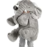 LADAMI Kissen, Lagerungskissen, Stillkissen, Elefantenkissen, Kissen für Schwangere, Seitenschläferkissen Elefant, Kuschelkissen, Kuscheltier XXL Plüschtier, Stofftier, Schmusekissen, 60 cm (grau)