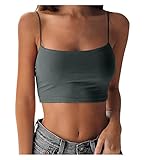OBiQuzz Tank Top Damen Sexy Bauchfrei - Trägertop Y2K Camisole-Tops Einfarbig Bustier Sexy Enges Oberteil Party Crop Tops Schulterfrei Trägershirt Yoga Sportshirt Spaghetti Halter Top