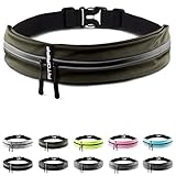 Fitgriff® Laufgürtel für Handy - Lauftasche Jogging, Hüfttasche, Sportgürtel, Running Belt zum Joggen, Laufen, Sport, Fitness - passend für alle Smartphones (Army Green, 85-120cm Bauchumfang)