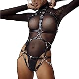 Limmion Leder Harness Damen Punk Body Harness Fetisch Körper Bondage Geschirr Sexy Outfit für Damen für Sex Frauen Erotik Dessous Sexy Brustgeschirr Frau Rave Party Cosplay Gothic Kostüm