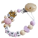 Personalisiertes gestaltetes Babygeschenk mit Namen für Mädchen oder Junge Baby Geschenk personalisiert zur Geburt & Taufe Bär oder Reh (Reh Rosa Mit Herz)