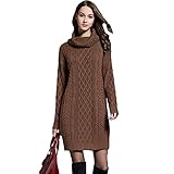 HZQIFEI Damen Strickkleider Langarm Rollkragen PulloverKleid Pullikleid Einfarbig Minikleid Casual Lose Wickelkleid Winter Pulli Sweater Kleid (As Photo, 3XL)