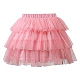 LittleForBig Damen Mesh Tüll Puffy Petticoat Tutu Ballett Bubble Rock Kurzer Ballerina Rock Rosa XL