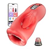 Masturbieren Sex Spielzeug für die Männer - Handfrei Masturbator Cup Mann Blowjob Taschenmuschi, APP Steuerung Silikon Sexspielzeug Elektrisch mit 9 Zungenvibrations- & 3 Saugmodi,Men Solo Vagina Toy