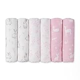 GLLQUEN BABY Musselintücher für Babys, 70 cm x 70 cm, 6er-Pack Spucktücher aus Baumwolle, saugfähig und atmungsaktiv und ideal zum Reinigen(Den Frühling suchen)