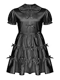 Zaldita Herren Sissy Kleid Satin Rüschen Schlafanzug Kleid Männer Kurzarm Nachthemd Sissy Crossdresser Dessous Nachtwäsche A Schwarz M