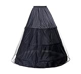 TUKA Reifrock 3 Ring verstellbar, Underskirt Unterrock, Krinoline Petticoat Gr. Middle passt Gr. 34 bis Gr. 38, Schwarz, TKB0005 Black