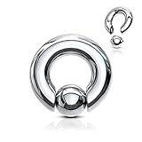 Pain-is-Art Ball Closure Ring SILVER 3,0-10,0 mm aus silbernem 316L Chirurgenstahl GRÖßENWAHL BCR Piercingring Intimpiercing (Dicke: 8,0 mm | Innendurchmesser: 16 mm)