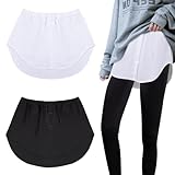 MELLIEX 2 Stück Blusenrock Hemdverlängerung Damen Mini Unterrock Shirt Extender Fake Bluse Minirock Saum Röckchen mit Knöpfen - L