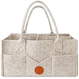 Maliton Wickeltisch Organizer, Baby Windel Caddy Newborn Essentials, Robuster Tragbarer Filztasche, Baby Aufbewahrungskorb mit Herausnehmbaren Fächern, Windeltasche als Babyparty Gutes Zeug, Khaki