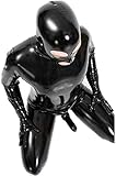 HERREN SHINY LACK LEDER KATZE ANZUG GANZKÖRPER MÄNNER SEXY LATEX REISSVERSCHLUSS OVERALL GUMMI KLEIDUNG SCHWARZ (2XL)