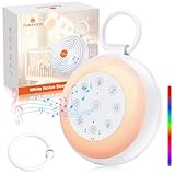 FUNYKICH White Noise Machine Baby, Tragbare Einschlafhilfe Baby Weißes Rauschen mit Aufnahmefunktion, Wireless Lautsprecher, 24 beruhigende Klänge, 7 Bunte Licht, Super Akku & USB White Noise Machine