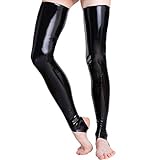 Rubberfashion Latex Strümpfe lang offene Zehen - Overknee Oberschenkel Strumpf - Socken für Damen und Herren schwarz 0.4mm XL/Schuhgröße: 45-47