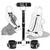 Sex Bondage BDSM Kit Fesseln Set Hals bis Handgelenk hinter dem Rücken Handschellen Halsband Weiches Leder Bondage Gear & Zubehör, Erwachsene SM Spiele Sexspielzeug für Männer Frauen Paare