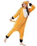 Katara Fuchs Kostüm-Anzug Onesie/Jumpsuit Einteiler Body für Erwachsene Damen Herren als Pyjama oder Schlafanzug Unisex - viele Verschiedene Tiere