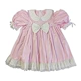 Haian Custom Pink PVC Adult Baby Sissy Dress (White Bow) (White PVC Bow, L)