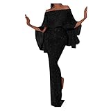 Paillettenkleid Damen, Abendkleider Glitzer Lang Sexy Bodycon Abendkleid Glitzer Partykleid Ballkleider Eine Schulter Pailletten Kleid Damen Elegant Cocktailkleid Kleider Maxikleid Ballkleider
