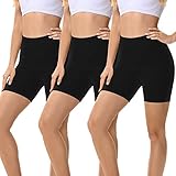 FALARY Radlerhose Damen Kurze Leggings Sporthose Boxershorts Hotpants Sportshorts Kurz Hose Unter Kleid Täglich Tragen Schwarz 2XL