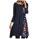 A-Linie Kleid Damen Kleider Kariertes Patchwork Minikleid Langärmliges Skaterkleid mit V-Ausschnitt Kaschmir Frühlingskleid Tunikakleid in Übergröße Freizeitkleid Blusenkleid S-5XL
