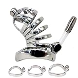 ZWFUN Peniskäfig mit dilator aus Edelstahl Keuschheitsgürtel Chastity Device Penis Käfig mit Harnröhren CB Schloss Keuschheitskäfig Chastity Cage herren Metal Sex Spielzeug für die Männer (mit 3 Ring)