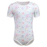 ABDL Body Männer Herren Overall Bodysuit Kurzarm T-Shirt Unterhemd Ouvert Body Sportbody Druckknöpfe im Schritt Karikatur Gedruckt Einteiler Jumpsuit Playsuit Unterwäsche Nachthemd Hellblau Krake L