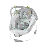 Ingenuity, Babywippe Morrison mit beruhigenden Vibrationen & 8 Melodien, Spielbogen mit 2 Spielzeugen, Lautstärkeregler, gepolsterter Kopfstütze, 3-Punkte-Gurt, ab der Geburt bis 9kg